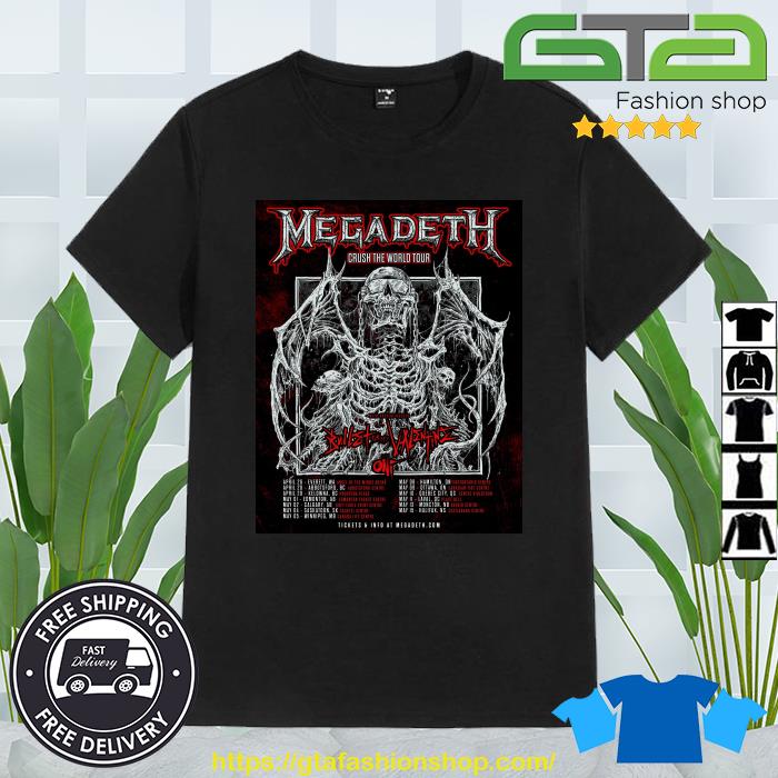 Nice Megadeth Bullet For My Valentine and Oni Crush The World Tour Shirt