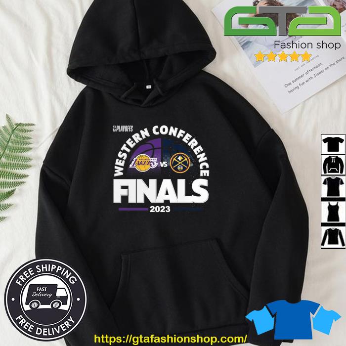 Official Denver Nuggets Vs Los Angeles Lakers 2023 Western Finals Match-Up NBA Playoff Shirt Hoodie