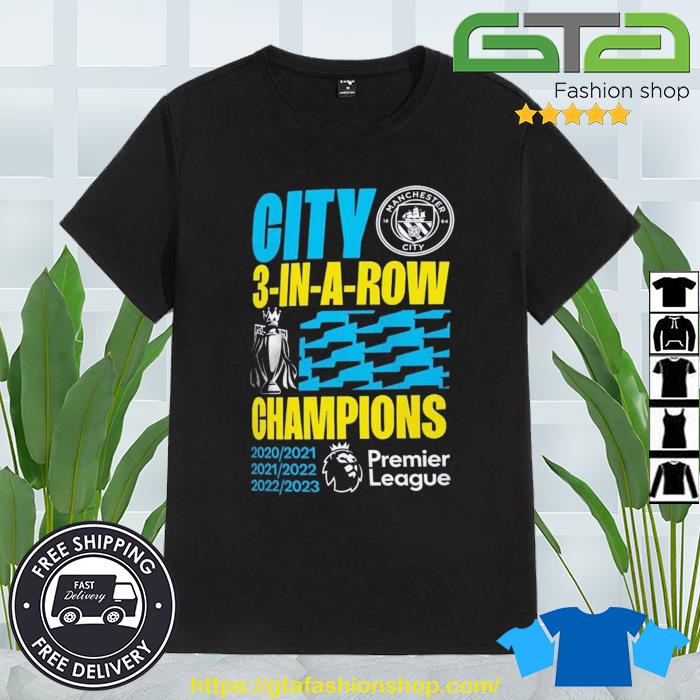 Official Manchester City 22 23 Premier League Champions Tee Shirt