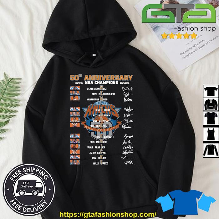 Official New York Knicks 50th Anniversary NBA Champions 1973-2023 Signatures Hoodie