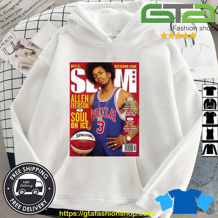 Original Jason Kelce Wearing Old School Issue Slam Allen Iverson Is Soul On Ice Shirt Hoodie