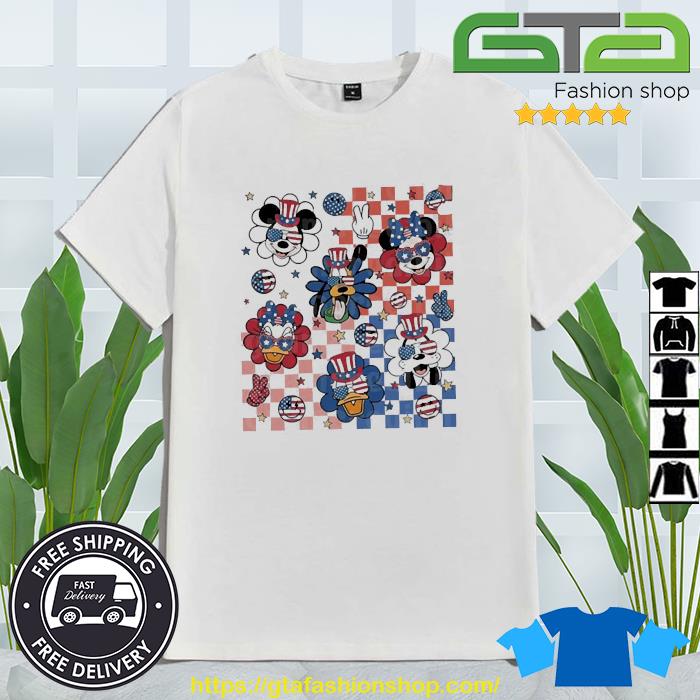 Original Retro Mickey And Friends Checkered 4th Of July 2023 Shirt