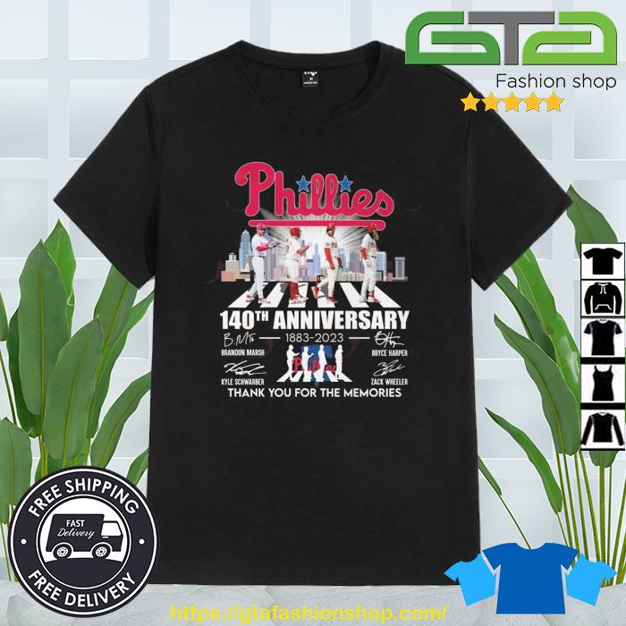 Phillies 140th Anniversary 1883 – 2023 Abbey Road Thank You For The Memories Signatures Shirt
