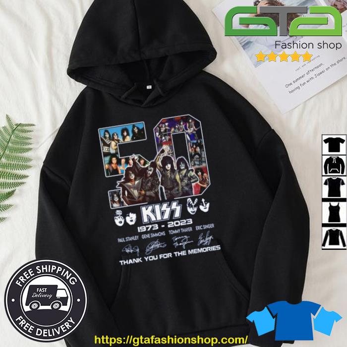 Premium 50 Years Kiss 1973-2023 Signatures Thank You For The Memories Shirt Hoodie