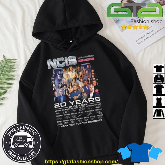 Premium NCIS Los Angeles New Orleans 20 Years 2003 – 2023 Signatures Thank You For The Memories Shirt Hoodie