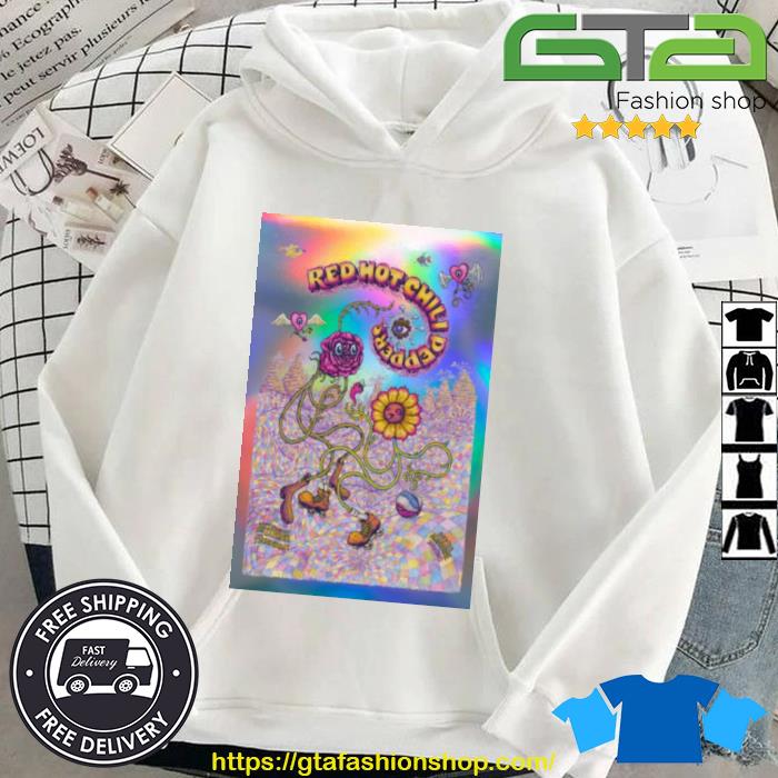 Red Hot Chili Peppers San Antonio May 17 2023 Rainbow Foil Shirt Hoodie