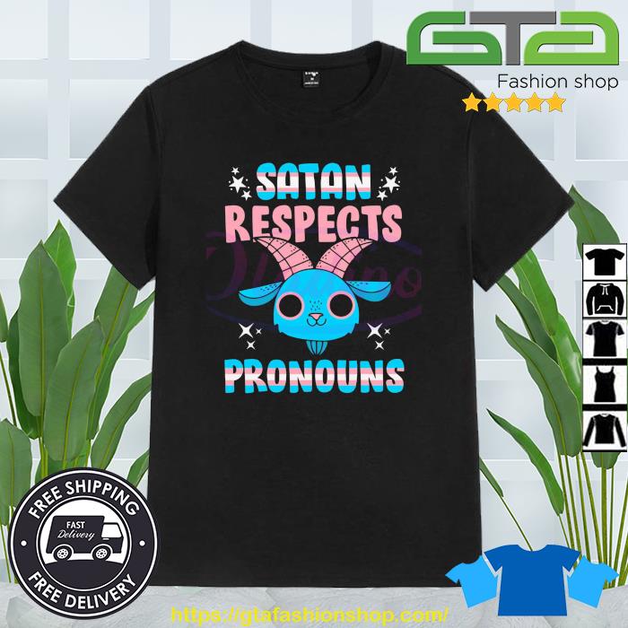 Satan Respects Pronouns Transgender Pentagram Trans Flag Shirt
