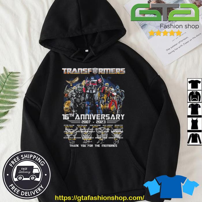 Transformers 16th Anniversary 2007-2023 Thank You For The Memories Signatures s Hoodie