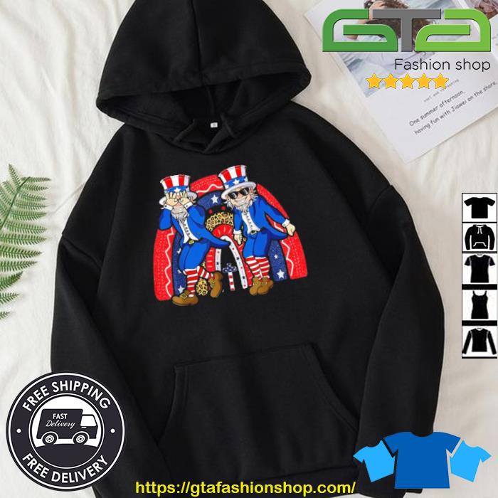 Uncle Sam Griddy Dance Funny 4th Of July Rainbow USA Flag Shirt Hoodie