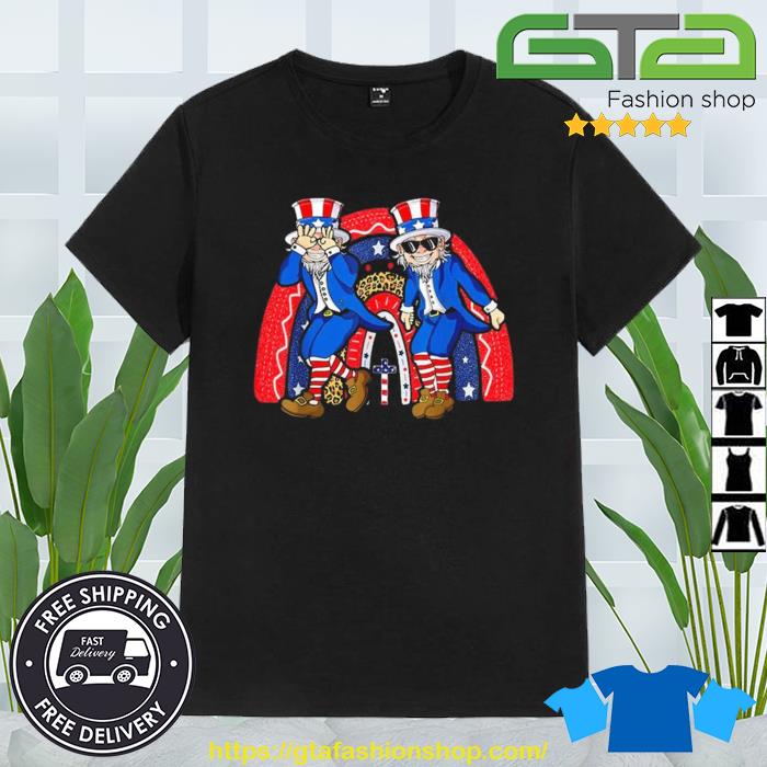 Uncle Sam Griddy Dance Funny 4th Of July Rainbow USA Flag Shirt