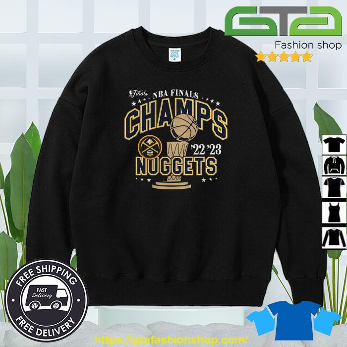 Denver Nuggets Nike 2023 NBA Finals Champions Celebration Trophy T-Shirt -  Black, hoodie, sweater, long sleeve and tank top