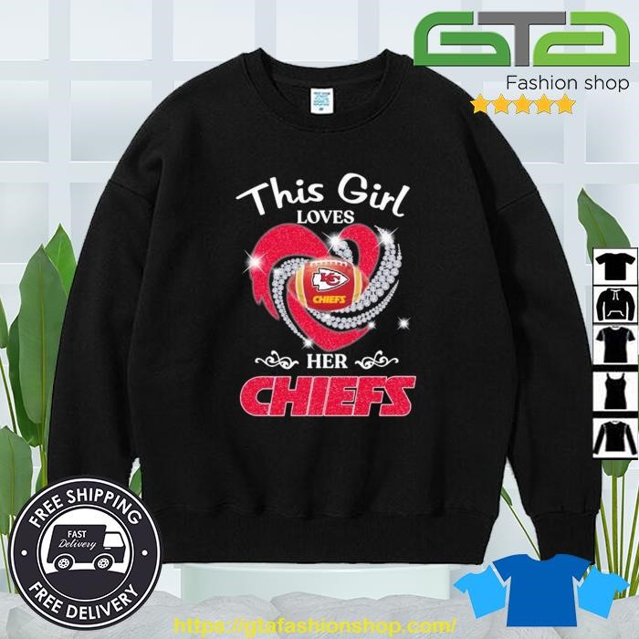 News this girl loves her Kansas city Chiefs heart diamond 2023 shirt,  hoodie, sweater, long sleeve and tank top