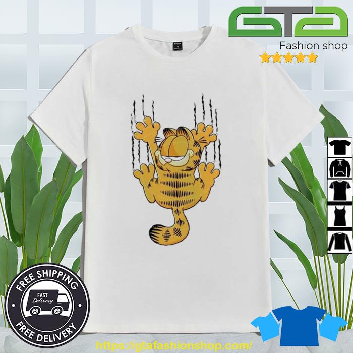 Cartoon Fat Garfield Scratching Shirt