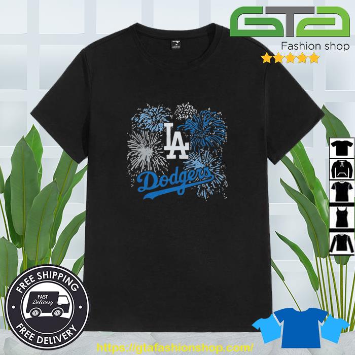 Awesome lA Dodgers fireworks 4th of July shirt, hoodie, sweater