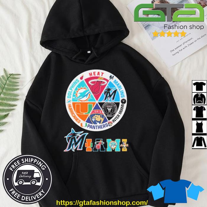 Miami Heat Dolphins Hurricanes Panthers Inter Miami Marlins shirt, hoodie,  sweater, long sleeve and tank top