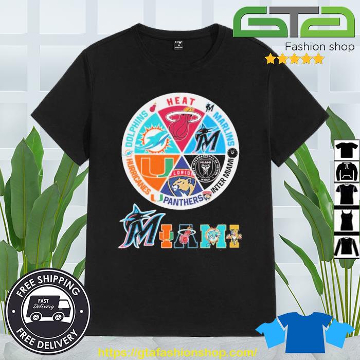 Miami Heat Dolphins Hurricanes Panthers Inter Miami Marlins T-Shirt,  hoodie, sweater, long sleeve and tank top