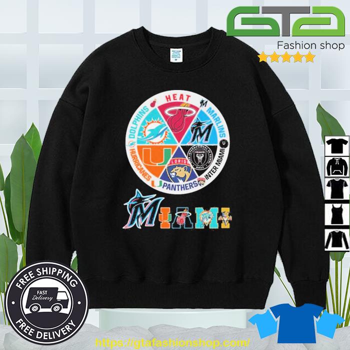 Miami Heat Dolphins Hurricanes Panthers Inter Miami Marlins shirt, hoodie,  sweater, long sleeve and tank top