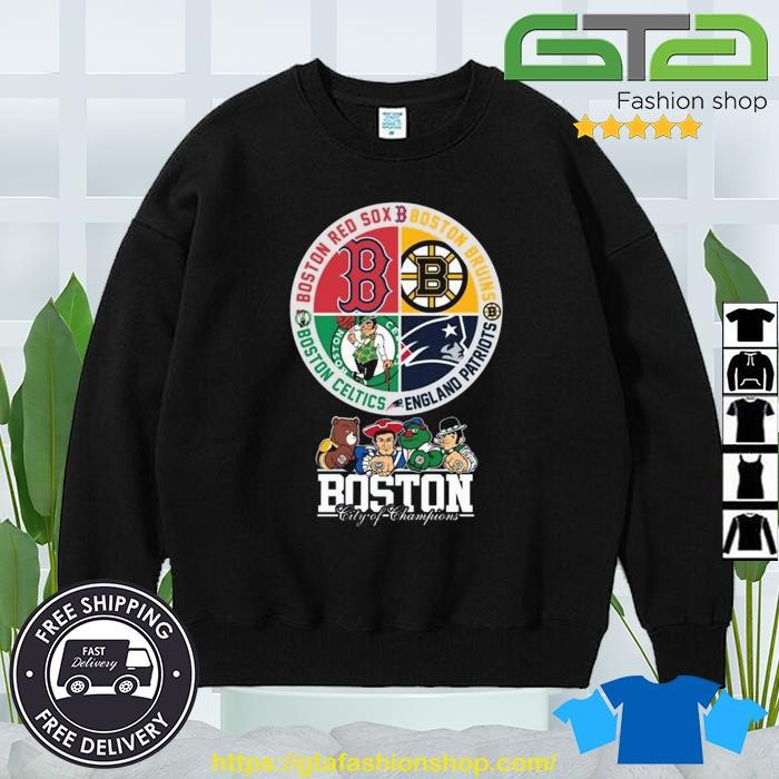 Boston Red Sox Boston Bruins Boston Celtics New England Patriots Boston  City of Champions 2023 logo and mascot shirt, hoodie, sweater, long sleeve  and tank top