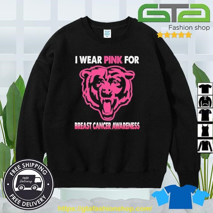 Chicago Bears I Wear Pink For Breast Cancer Awareness 2023 T-shirt,Sweater,  Hoodie, And Long Sleeved, Ladies, Tank Top