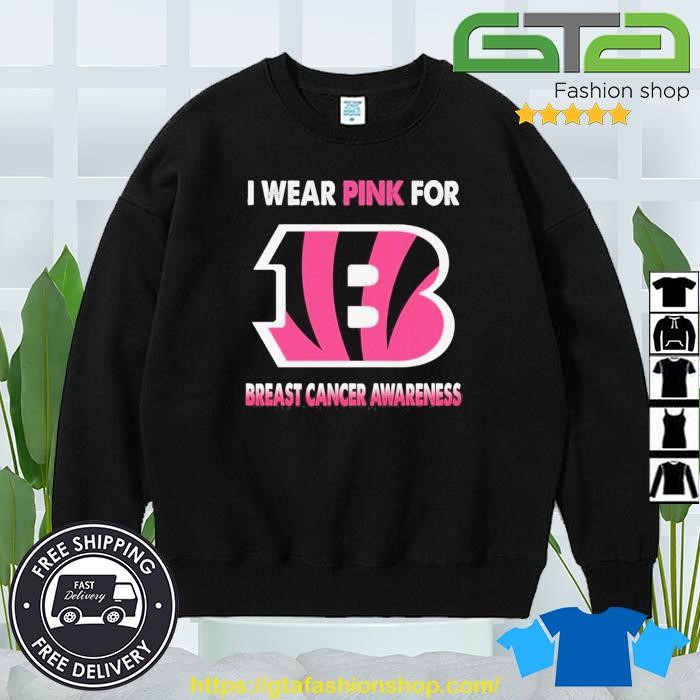 Cincinnati Bengals I Wear Pink For Breast Cancer Awareness 2023 T-shirt,Sweater,  Hoodie, And Long Sleeved, Ladies, Tank Top