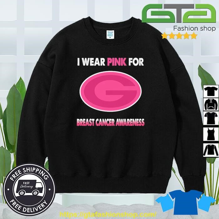 Green Bay Packers I Wear Pink For Breast Cancer Awareness 2023 T-shirt,Sweater,  Hoodie, And Long Sleeved, Ladies, Tank Top