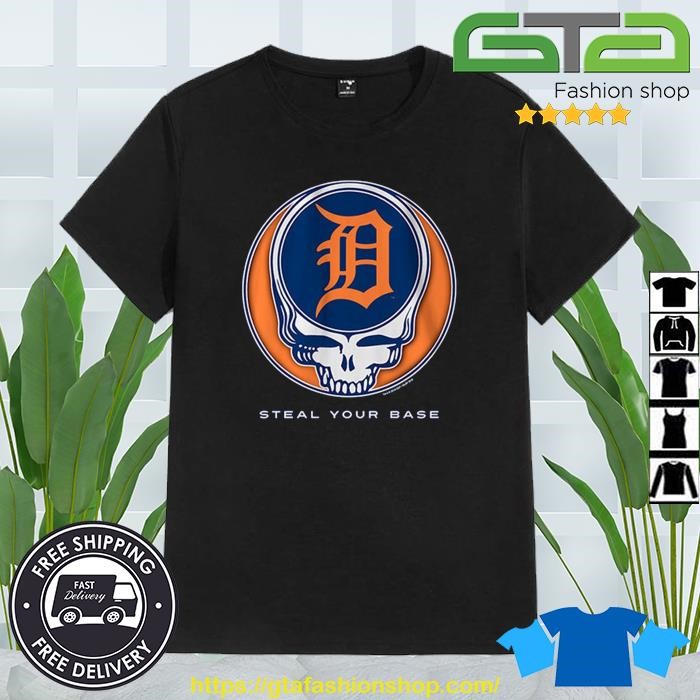 Official Detroit Tigers Grateful Dead Steal Your Base 2023 T-Shirt