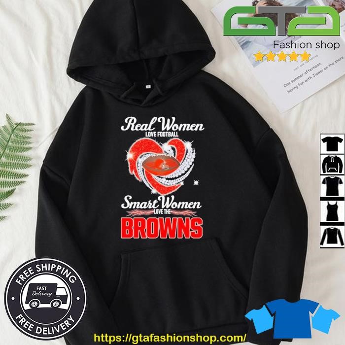 Real women love Football smart women love the Cleveland browns champions  diamond heart T-shirts, hoodie, sweater, long sleeve and tank top