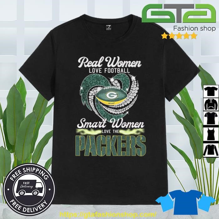 Real women love football smart women love the Green Bay Packers diamond  heart logo 2023 shirt, hoodie, sweater, long sleeve and tank top