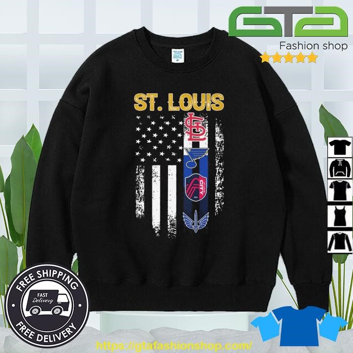 St. Louis Team Sports Champions Cardinals Blues City SC And Battlehawks  American Flag 2023 Shirt, hoodie, sweater, long sleeve and tank top