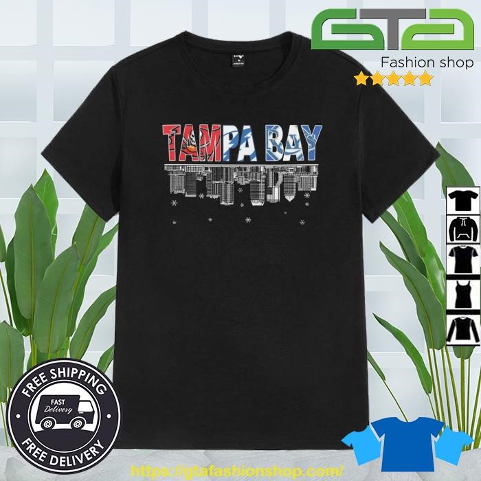 Tampa Bay Buccaneers Bay Rays Bay Lightning skyline logo shirt