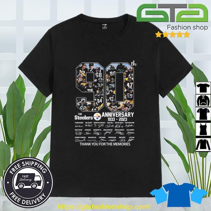 NEW The Steelers 90 Anniversary 1933-2023 Thank You For The Memories T-Shirt