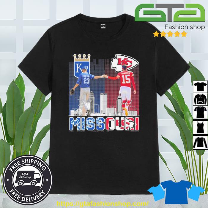 Missouri Kansas city Chiefs patrick mahomes and royals greinke skyline 2023  shirt - Limotees