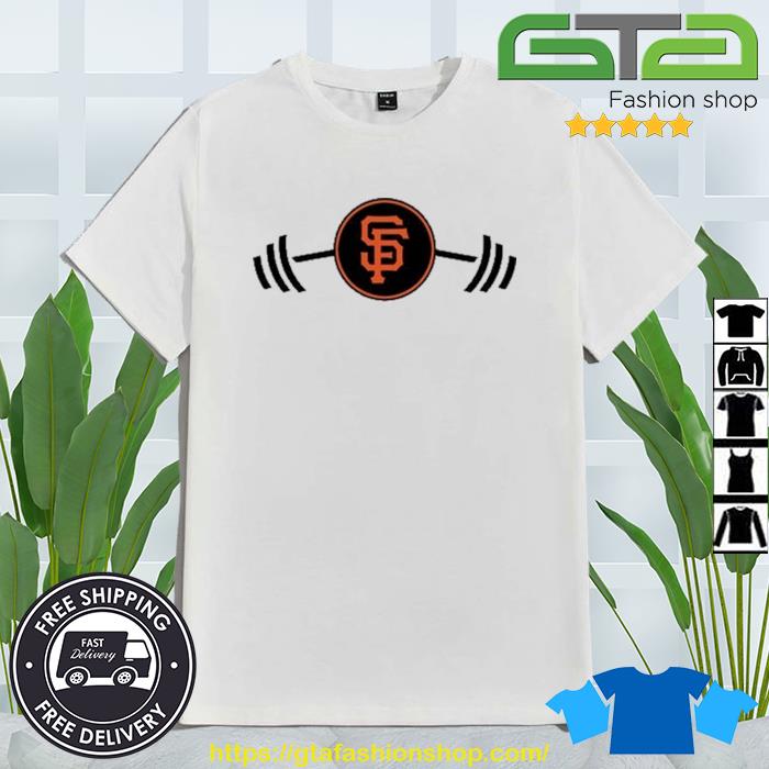 Mitch Haniger wearing San Francisco Giants Barbell shirt, hoodie