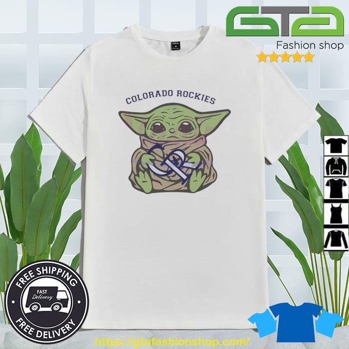 Baby Yoda Hug Logo Colorado Rockies Sport Shirt - High-Quality