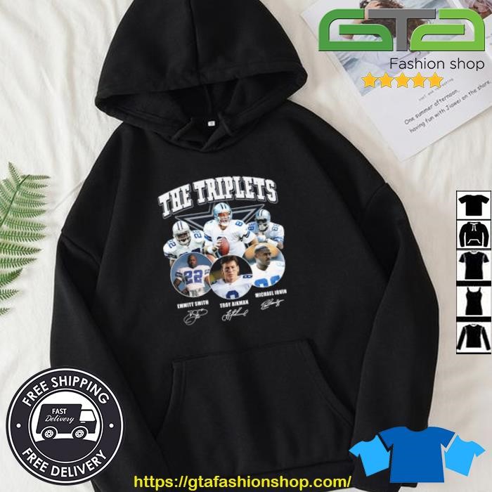 The Triplets Dallas Cowboys Michael Irvin Troy Aikman Emmitt Smith  signatures art shirt, hoodie, sweater, long sleeve and tank top