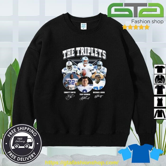 The Triplets Dallas Cowboys Michael Irvin Troy Aikman Emmitt Smith  signatures art shirt, hoodie, sweater, long sleeve and tank top