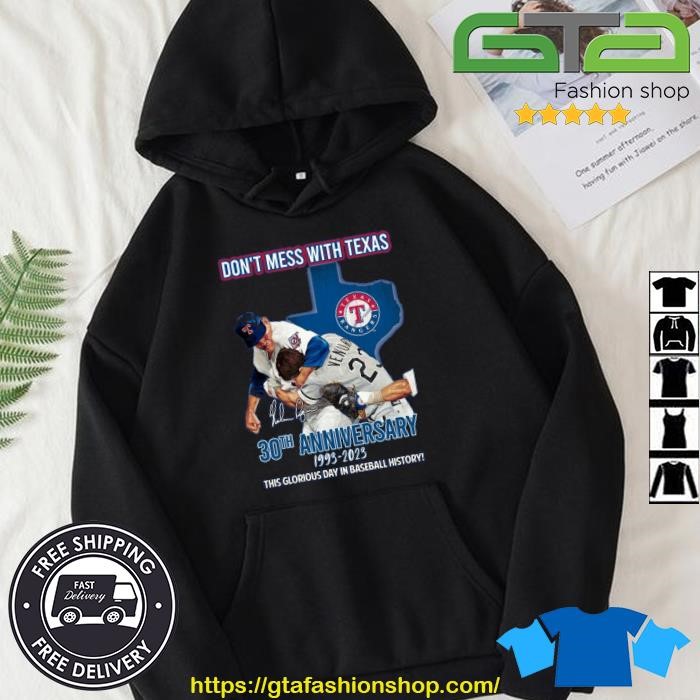 Original Don't Mess With Texas Nolan Ryan Vs Robin Ventura 30th Anniversary  1993 - 2023 This Glorious Day In Baseball History Signature T-shirt,Sweater,  Hoodie, And Long Sleeved, Ladies, Tank Top