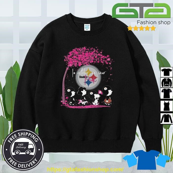 Peanuts Characters Pittsburgh Steelers In October We Wear Pink Shirt -  Teespix - Store Fashion LLC