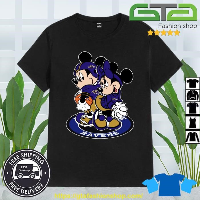 NFL Baltimore Ravens Mickey Mouse And Minnie Mouse 2023 Shirt