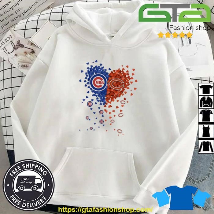 Official Chicago bears chicago cubs tiny heart shape 2023 shirt, hoodie,  sweater, long sleeve and tank top