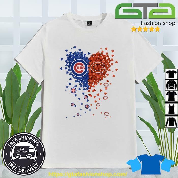 Official Chicago bears Chicago Cubs tiny heart shape 2023 T-shirt