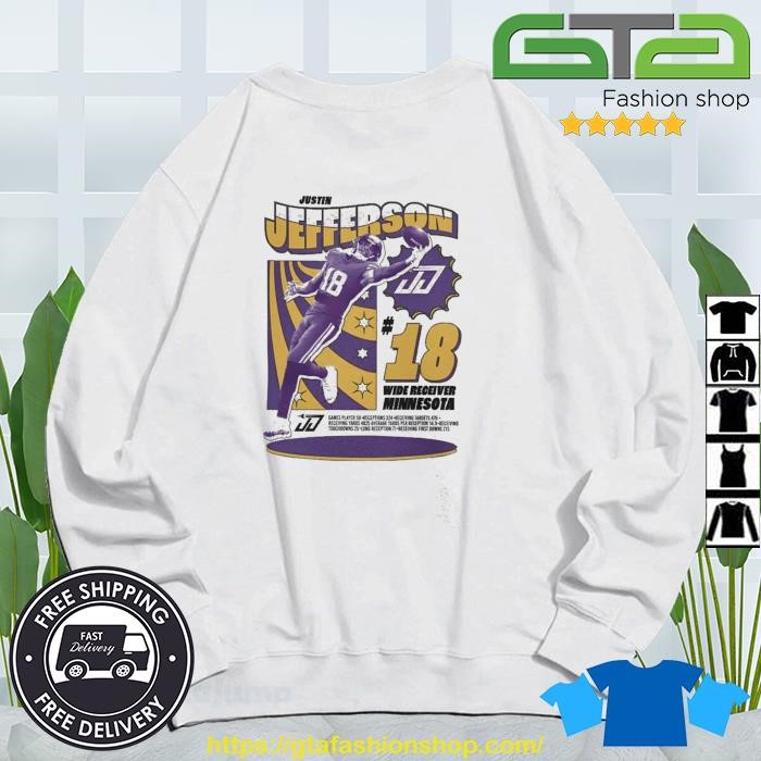 Justin Jefferson 18 In Action American football wide receiver for the  Minnesota Vikings T-Shirt - Guineashirt Premium ™ LLC