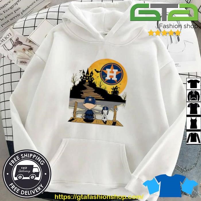 Original Peanut Snoopy And Charlie Brown Houston Astros Sitting Under Moon  Halloween 2023 shirt, hoodie, sweater, long sleeve and tank top