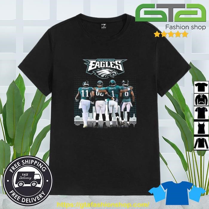 Philadelphia Eagles Brown Kelce Hurts And Smith Skyline 2023 Shirt