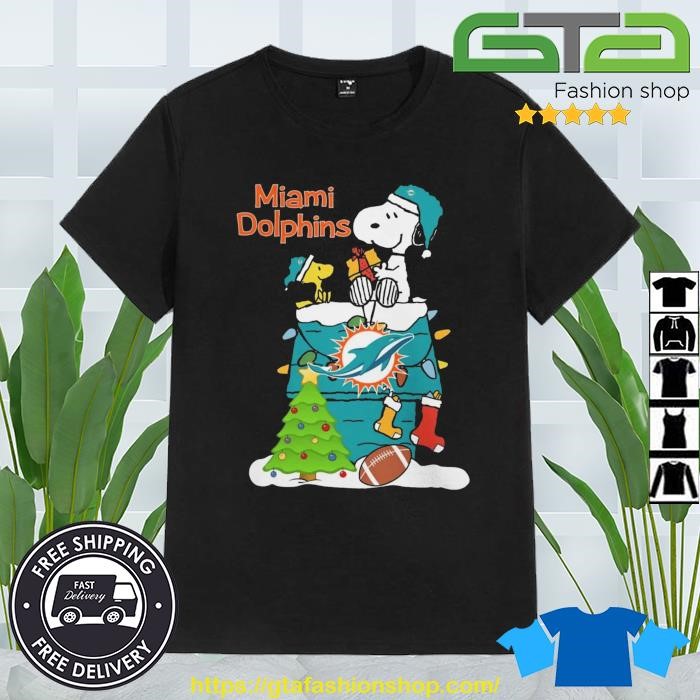 Miami Dolphins Christmas Snoopy and Woodstock 2023 T-shirt, hoodie