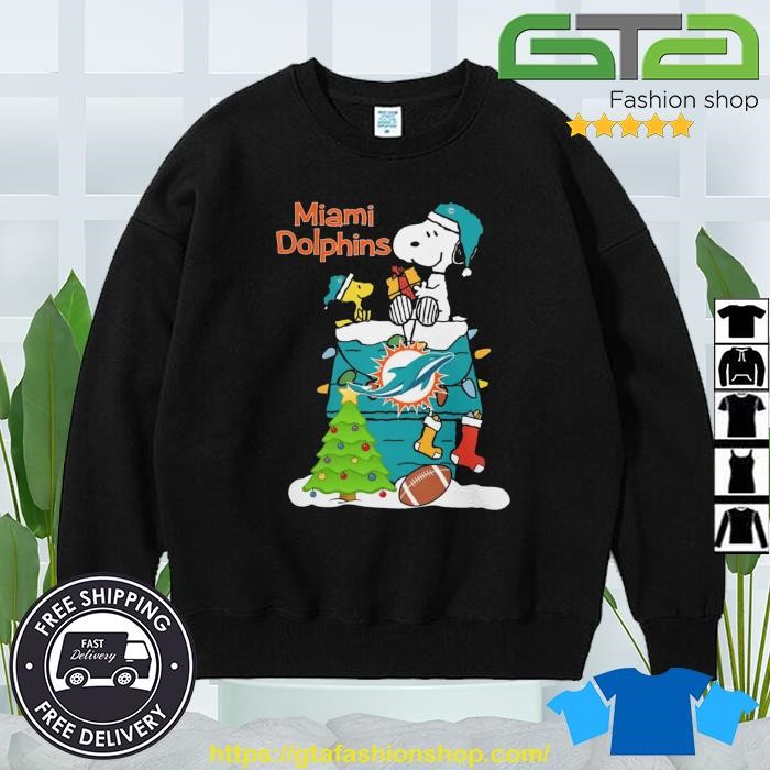 Miami Dolphins Christmas Snoopy and Woodstock 2023 T-shirt, hoodie, sweater,  long sleeve and tank top