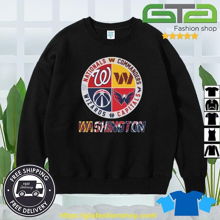 Washington Commanders Nationals Wizards Capitals logo 2023 shirt, hoodie,  longsleeve, sweatshirt, v-neck tee