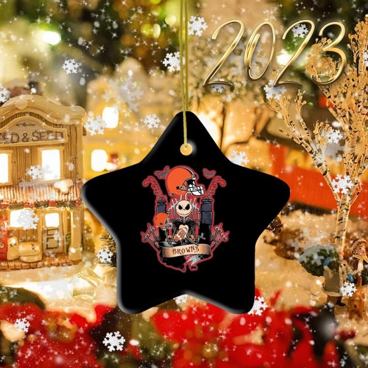 Cleveland Browns Jack Skellington The Night Before Happy Halloween 2023  Ornament, hoodie, sweater, long sleeve and tank top