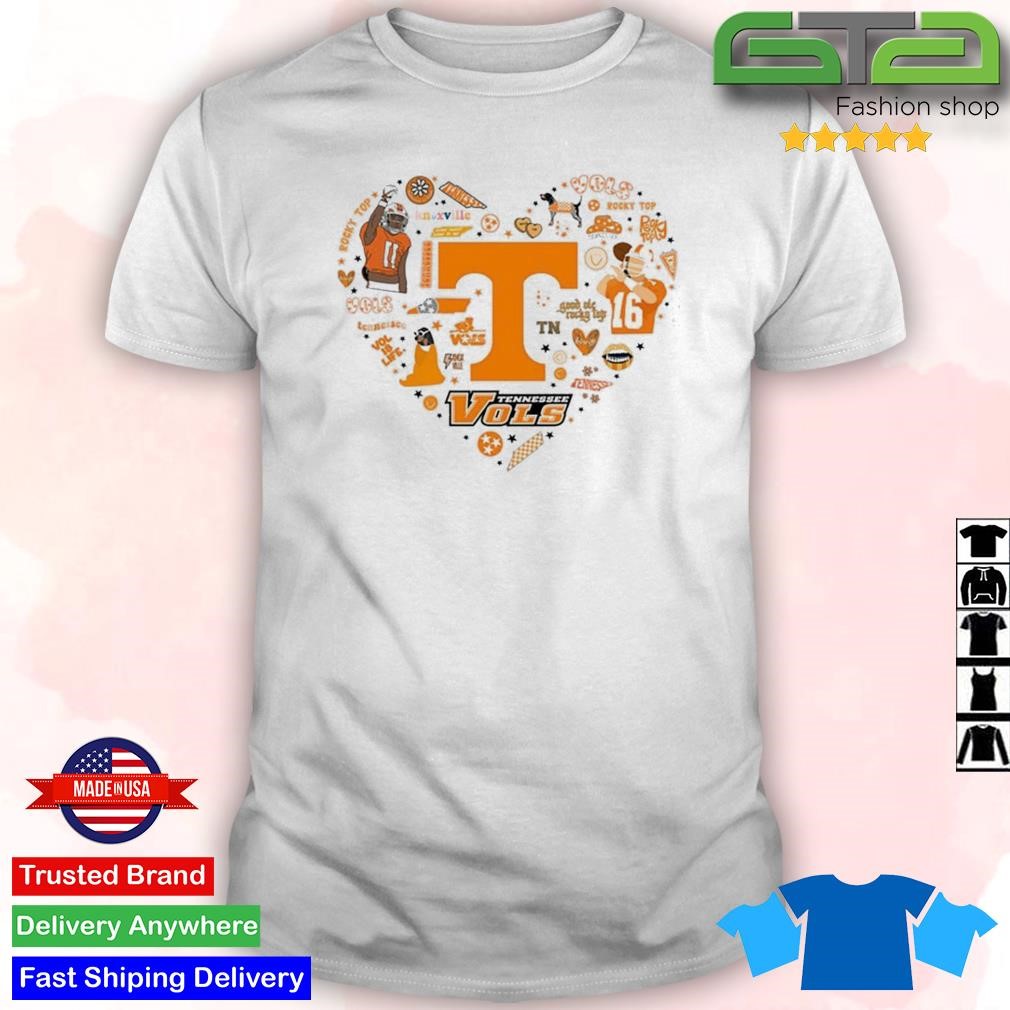 I Love Tennessee Volunteers Football With Heart T-Shirt