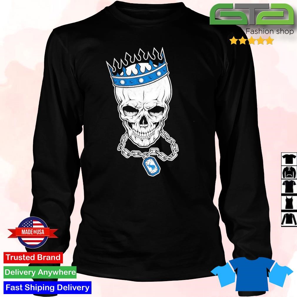 Official NFL Detroit Lions Skull Rock With Crown T-Shirt, hoodie